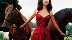 Horses red dress girls