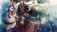 Horses soldiers Flags horseman