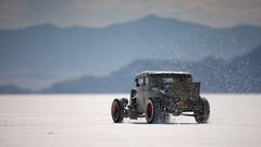 Hot rod old car salt flats