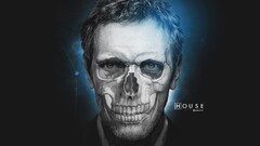 House M.D. skull face gregory house blue TV series Hugh Laurie