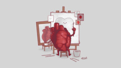 humor digital art heart Threadless triple self portrait artwork