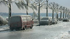 ice Car winter road Trees vehicle geneva switzerland icicle