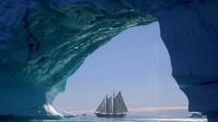 Ice ocean icebergs Sailboats