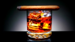Ice orange smoke alcohol drinks cigars whiskey ice cubes