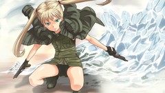 Ice weapons Guns Anime pistols blondes green eyes uniforms dual 