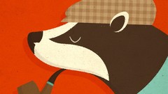 Illustrations minimalistic artwork badgers smoking pipe