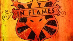 In flames