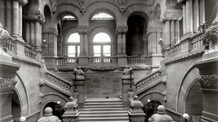 Interior monochrome USA historic stairways old photography 