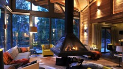 interior room living rooms fireplace wood-house
