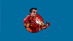 Iron Man blue background sunglasses thumbs up minimalistic tony 