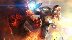 Iron Man flames glowing battles digital art iron man 3 Dr 
