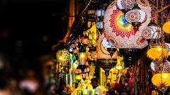 Istanbul multicolor street lights tilt-shift Covered bazaar