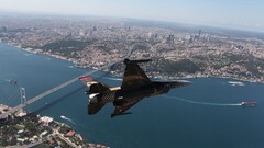 Istanbul Turkey jet-fighter bosphorus Bridge military aircraft