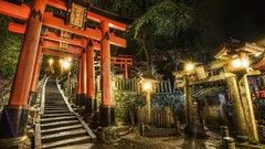Japan cemetery Kyoto stairs gates torii shrines