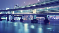 Japan Tokyo City Lights rainbow bridge cityscapes Tokyo Tower