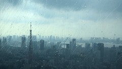 Japan Tokyo water drops urban cityscapes Tokyo Tower rain on 