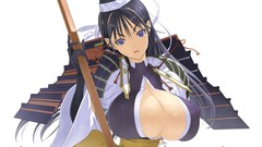 Japanese anime girls blue eyes black hair cleavage boobs Simple 