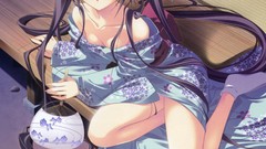 Japanese kimono blue hair