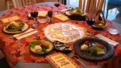 Jewish passover seder table