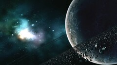 JoeyJazz spacescapes Space moon World asteroid space art