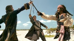 Johnny Depp Pirates of the Caribbean Fighting Orlando Bloom 