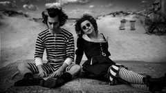 Johnny Depp Sweeney Todd Helena Bonham Carter grayscale