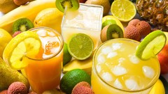 Juice drinks fruits limes kiwi fruits