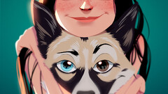 Julio Cesar (Artist) dog looking at viewer freckles large eyes