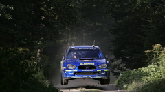 Jumping rally Subaru Impreza