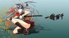 Katana Anime anime girls school uniforms Simple Background Ikki 