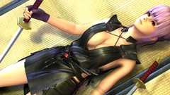 Katana Swords lying down cleavage boobs ninjas Dead Or Alive 