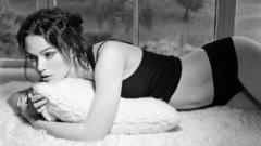 Keira Knightley monochrome window