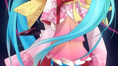 Kimono anime girls hatsune miku vocaloid twintails Japanese 