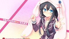 Kimono blush anime girls blue eyes school uniforms black hair 