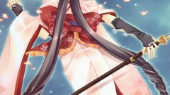 Kimono long hair anime girls aquarian age orange eyes Japanese 