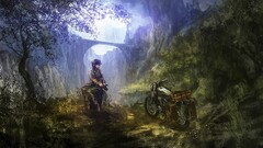 Kino no Tabi motorcycle Bridge anime girls Anime artwork