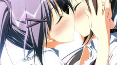 Kissing blush anime girls kagome yuri Subarashiki Hibi