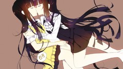 Kissing long hair anime girls inu x boku ss Yamada Aoi 