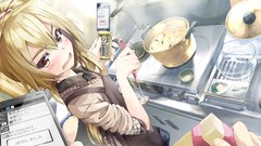 Kitchen pot Jumper red eyes shirts blondes blush long hair 