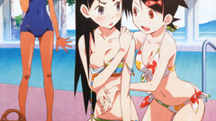 Kneeling anime girls school