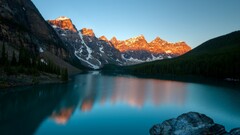 landscape Lake sunset Mountains moraine lake banff national park