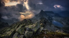 landscape Max Rive Mountains sunbeams rocks Lake nature 500px