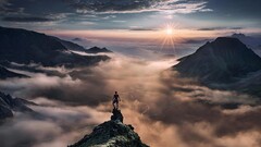 landscape Max Rive nature river Mountains standing sun clouds