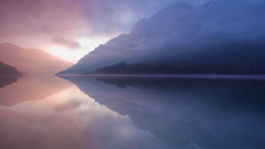 landscape mist Mountains river water reflection nature clouds
