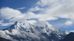 landscape Mountains nature snowy peak clouds