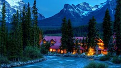 landscape nature House hdr river lights Mountains snowy peak
