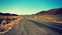 landscape road desert hills long road