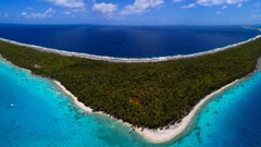landscape Tuamotu south sea Island sky Sea horizon aerial view