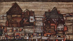 Landscapes Austria paintings Rural houses fields artwork 