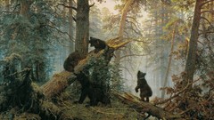 Landscapes Bears paintings forests Ivan Shishkin